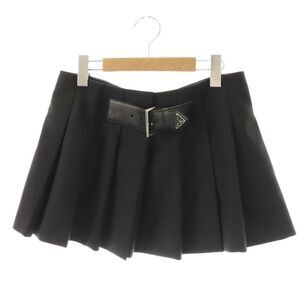 Prada 22 Years Re-nylon Plate Pleated Mini Skirt Wrap 40 Black ES - OS